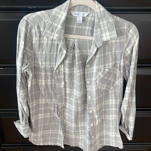 Gray and white plaid flannel